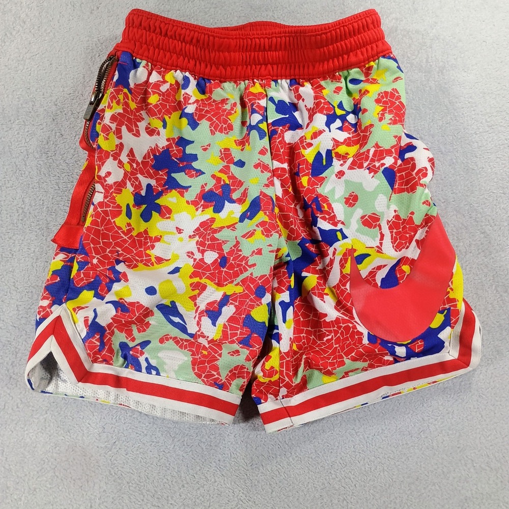 Nike Boys Dri-FIT Basketball Shorts Multi-Color Small Mosaic Print Zipper Pocket